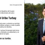 Ecuador expresa solidaridad por muerte de Miguel Uribe Turbay y condena la violencia
